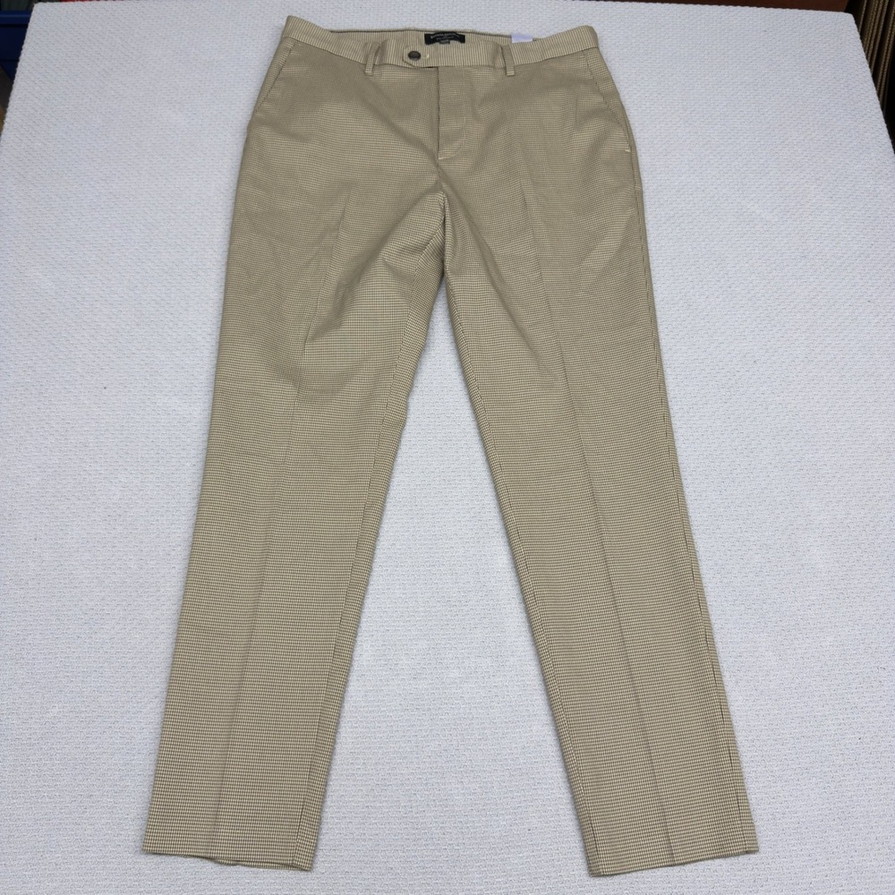 Banana Republic Pants Mens 34x34 Slim Tapered Houndstooth Tan Brown Preppy Retro